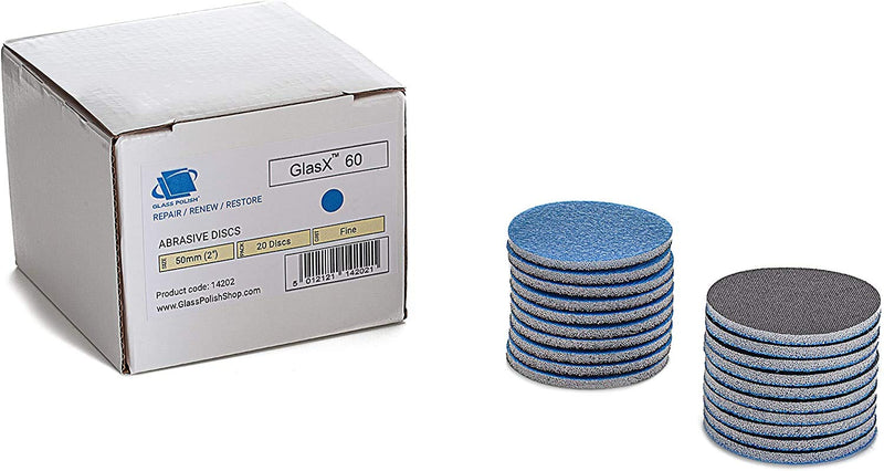 GLASS POLISH GP14202 GlasX-60 Fine Grade Abrasive Disc with Hook and Loop, Silicon Carbide Sanding Disc/Ø 2 inch/Pack of 20 Discs - NewNest Australia