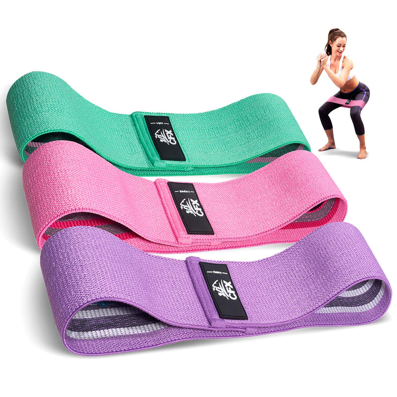 CFX Resistance Bands Set, Exercise Bands with Non-Slip Design for Hips & Glutes, 3 Levels Workout Bands for Women and Men, Booty Bands for Home Fitness, Yoga, Pilates Green,Purple,Pink - NewNest Australia