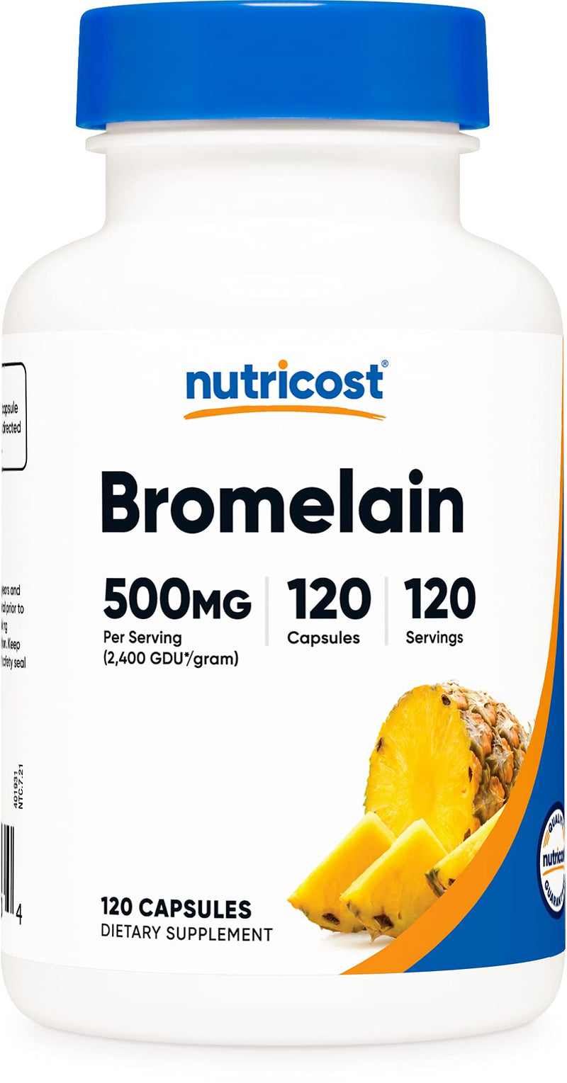 Nutricost Bromelain 500mg, 120 Vegetarian Capsules - Bromelain (2400 GDU/g), Non-GMO, Gluten Free - NewNest Australia