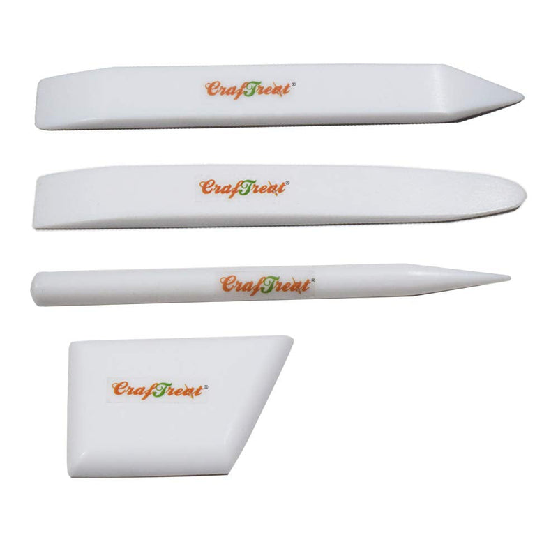 CrafTreat Teflon Bone Folder and Scoring Tool Set - Large, Ergo Square, Lifter and Burnisher - Paper Scorer, Card Folder, Binding Tool, Leather Burnisher - Smooth, Non Stick, Ergonomic Craft Tool - NewNest Australia