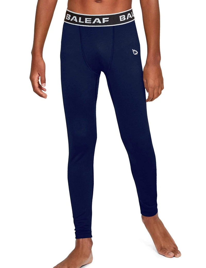 BALEAF Youth Boys'/Girls' Compression Pants Base Layer Yoga Leggings Sports Tights Running Workout Training X-Small Navy - NewNest Australia