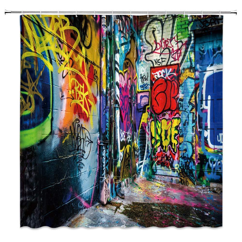 Colorful Graffiti Shower Curtain Abstract Art Home Creative Colorful Bathroom Curtains Decor Polyester Fabric Quick Drying 70x70 Inches Include Hooks 70 x 70 inch - NewNest Australia