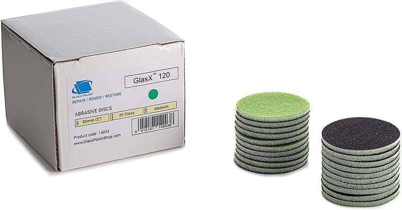 GLASS POLISH GP14203 GlasX-120 Medium Grade Abrasive Disc with Hook and Loop, Silicon Carbide Sanding Disc/Ø 2 inch/Pack of 20 Discs - NewNest Australia
