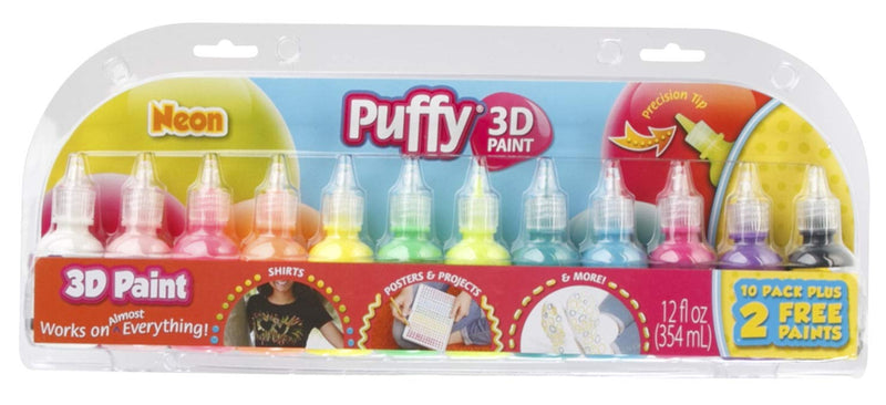 Tulip Puffy 3D Paint, Neon Colors, Set of 12 - NewNest Australia