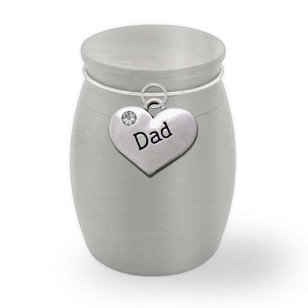 NewNest Australia - PhotoJewelryMaking Small Mini Size Dad Father Memorial Ashes Holder Container Jar Vial Brushed Stainless Steel Cremation Funeral Urn 1 1/2" Tall 