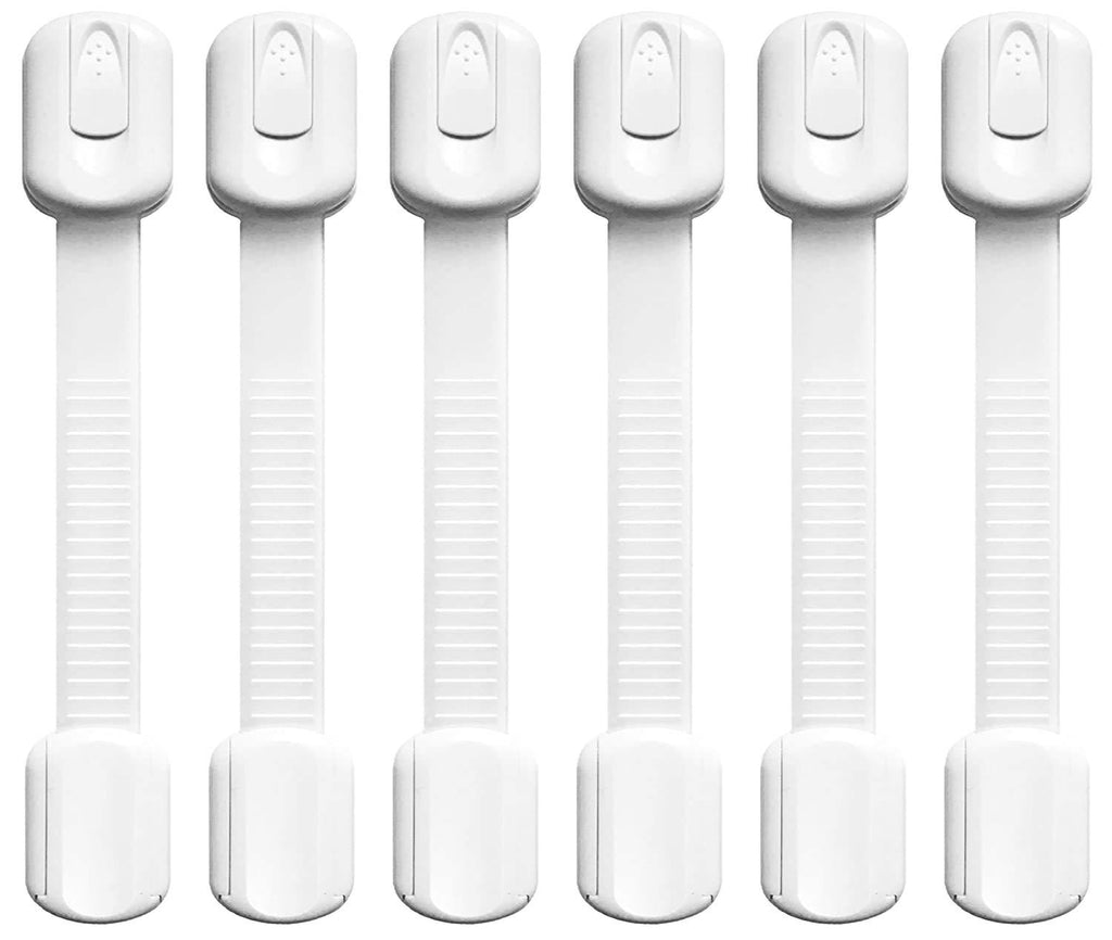 Child proof Safety cabinet Locks for Doors, Drawers, Appliances, Toilet seat, Oven. No drilling or Tools required - Plus 9 Extra 3M Adhesive Included - Adjustable Length - 6 Pack, White - NewNest Australia