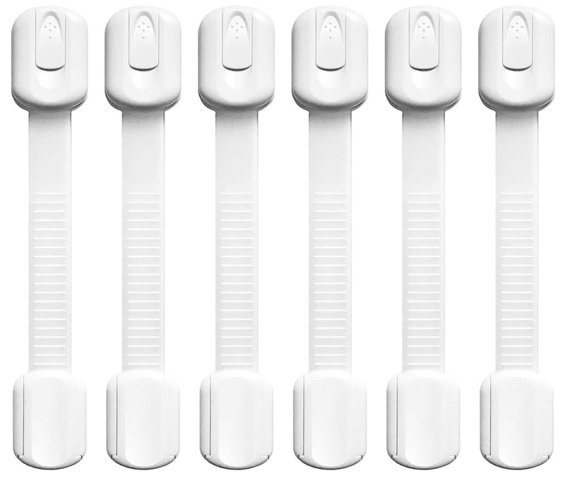 Child proof Safety cabinet Locks for Doors, Drawers, Appliances, Toilet seat, Oven. No drilling or Tools required - Plus 9 Extra 3M Adhesive Included - Adjustable Length - 6 Pack, White - NewNest Australia