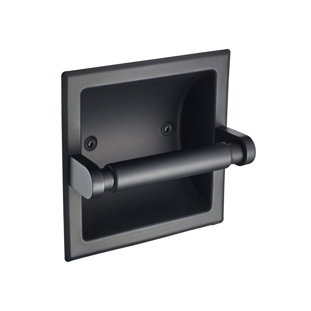 JunSun Matte Black Recessed Toilet Paper Holder Wall Toilet Paper Holder Tissue Paper Holder Toilet Tissue Holder All Stainless Steel Construction - Rear Mounting Bracket Included - NewNest Australia