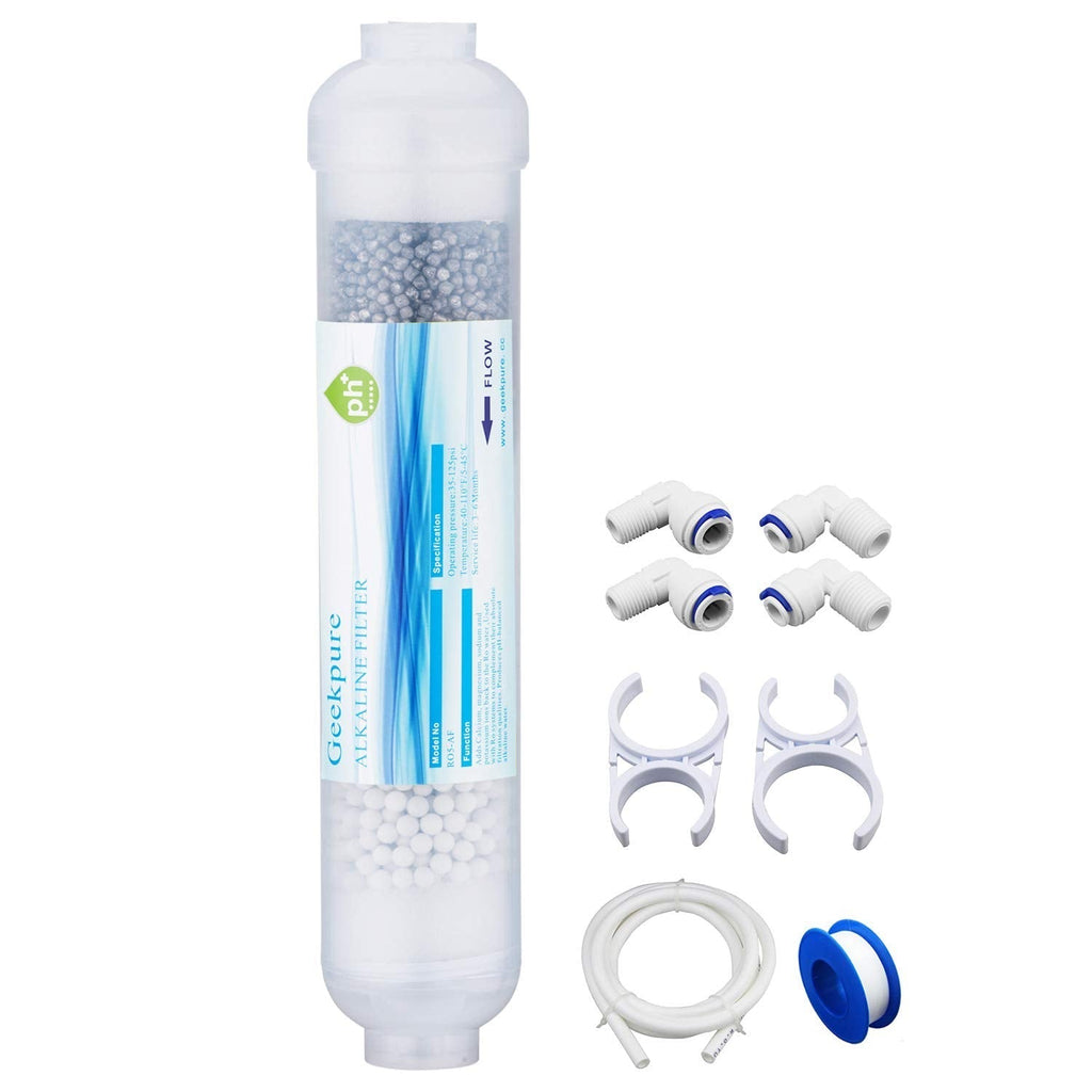 Geekpure 10-inch Universal Inline Alkaline Replacement Water Filter Kit pH+ for Reverse Osmosis System -1/4”Thread - NewNest Australia