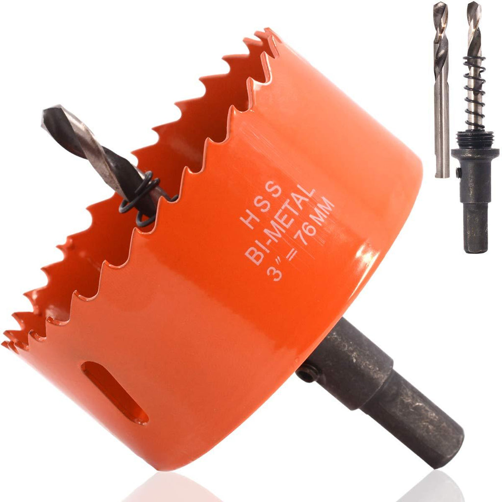 Koopi 76mm / 3 Inch BI-METAL Hole Saw with Arbor and Replacement Pilot Drill Bit, Hole Cutter for Easily Drilling Wood, Plastic, Thin Metal - NewNest Australia