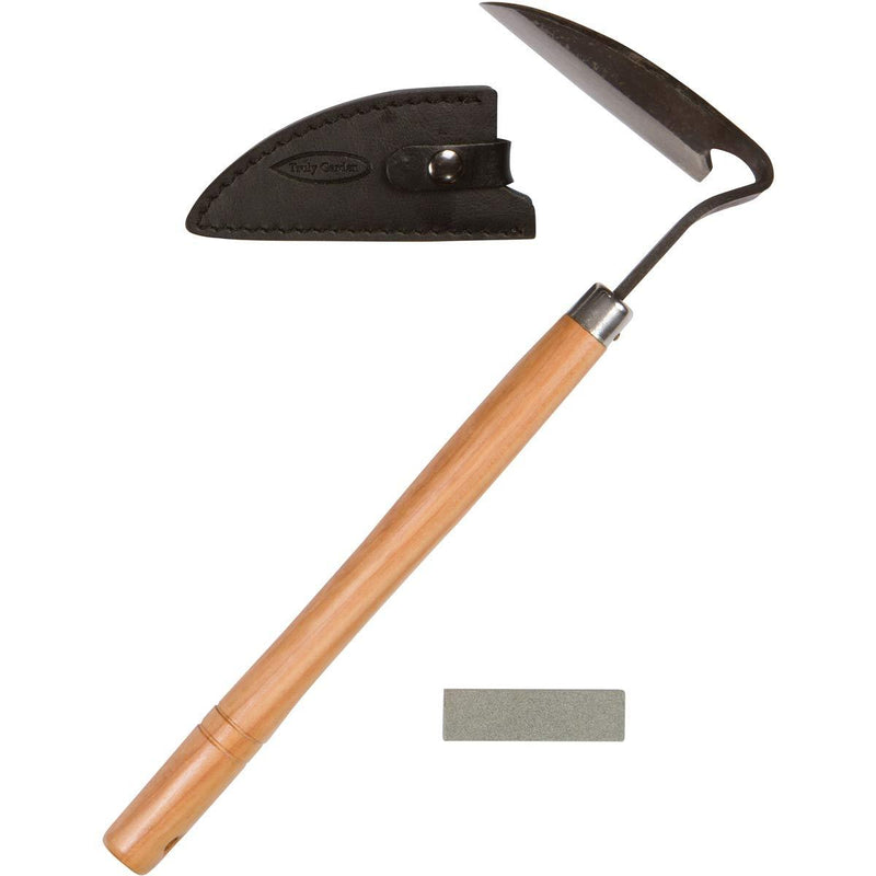 Truly Garden Sickle Style Hand Weeder Tool with Thick Leather Sheath and Sharpening Stone - NewNest Australia