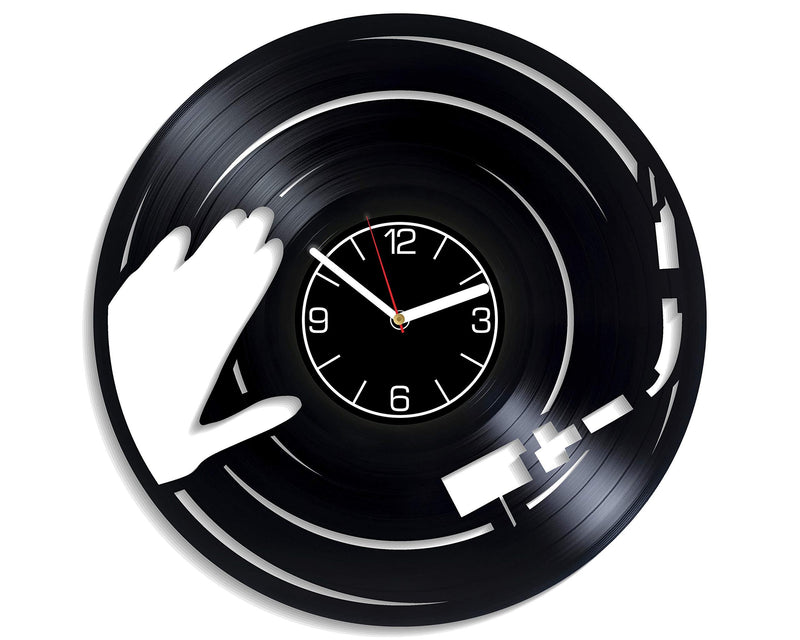 NewNest Australia - Kovides DJ Music Vinyl Wall Clock Music Wall Art Music Clock Vinyl Record Wall Clock Modern Music Gift Music Vinyl Clock DJ Music Home Decoration 12 inch Wall Clock Vinyl Record Gift for Him 