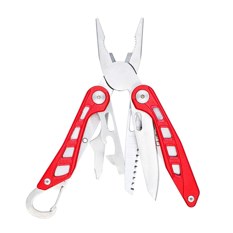 Amazon Basics 8-in-1 Stainless Steel Multitool Safety Lock with Nylon Sheath Red - NewNest Australia