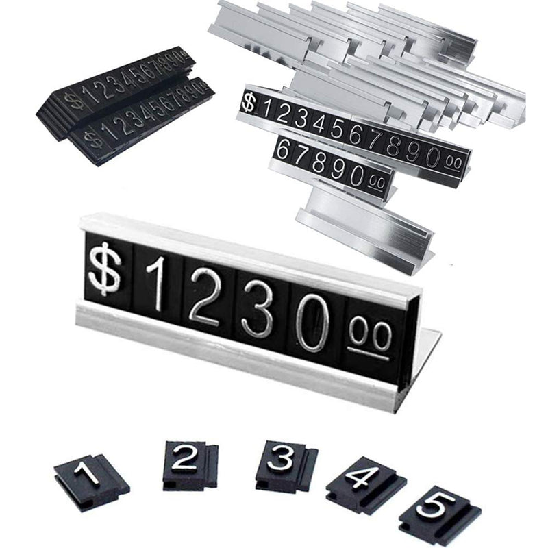 SunnyZoo Price Tag Adjustable Counter Stand Label Metal Sale Price Display Stand 16 Sets (Silver) Silver - NewNest Australia