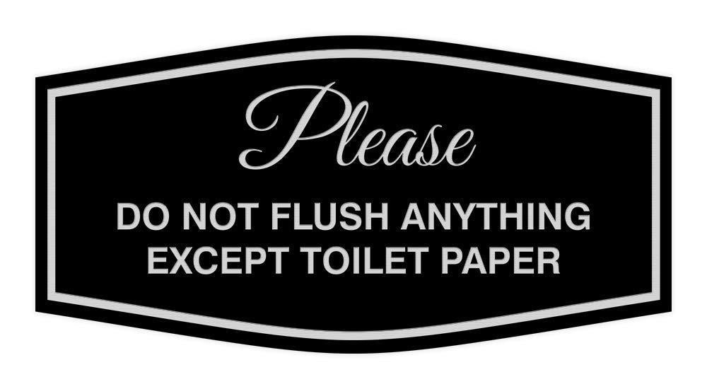 Fancy Please Do Not Flush Anything Except Toilet Paper (Black/Silver) - Small Small (3" x 6") Black / Silver - NewNest Australia