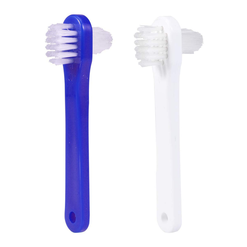 SUPVOX 2PCS false teeth brushes two-side t-shape denture toothbrush (white+blue) - NewNest Australia