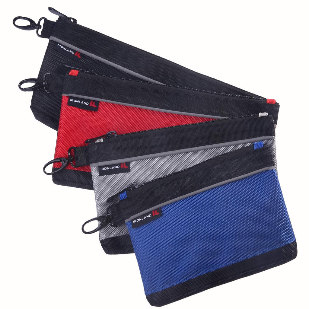 IRONLAND Utility Bag, 4 Pack Zipper Tool Bags Waterproof Heavy Duty in Blue, Grey, Red, Black 1680D Tool Pouch (7/9/10/12 Inch) Multicolored 1 - NewNest Australia