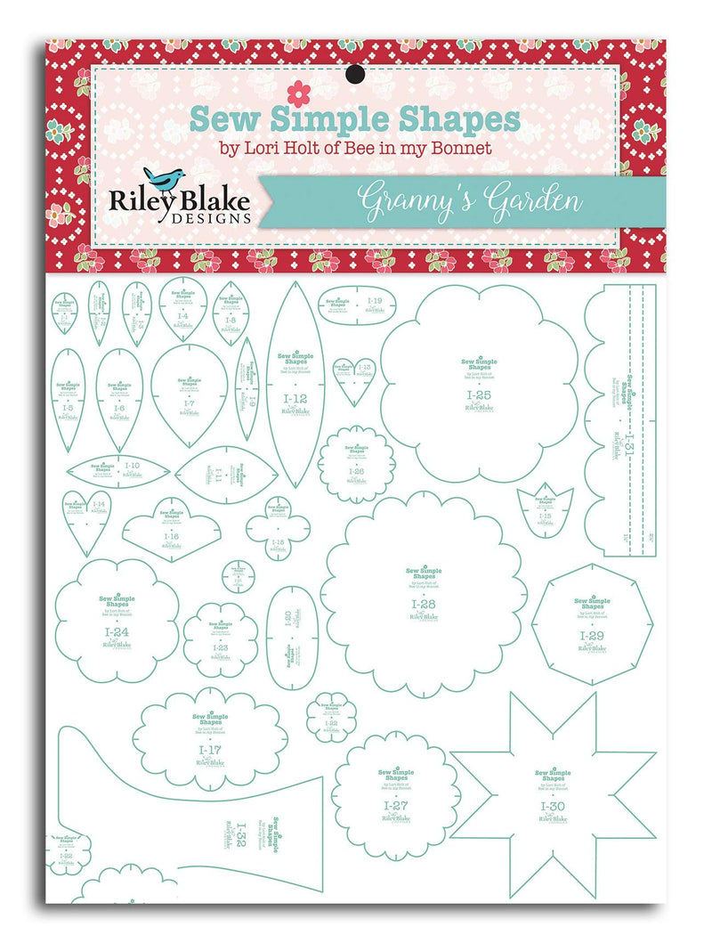 Granny's Garden Sew Simple Shapes 32 Quilt Templates Set by Lori Holt ST-2674 Original version - NewNest Australia