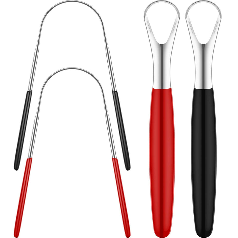 4 Pieces Tongue Scrapers,Reduce Bad Breath Tongue Scrapers for Adults Kids Stainless Steel Metal Tongue Scrapers Cleaners Brushes Oral Reusable Clean Tongue Beauty Tools - NewNest Australia