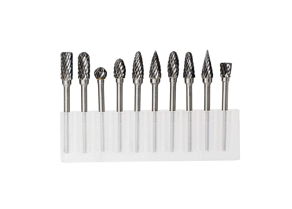 Carbide Burr Set JESTUOUS 1/8 Inch Shank with 1/4 Inch Head Double Cut Rotary Burrs Die Grinder Drill Bits for Woodworking Engraving Drilling Carving,10pcs - NewNest Australia