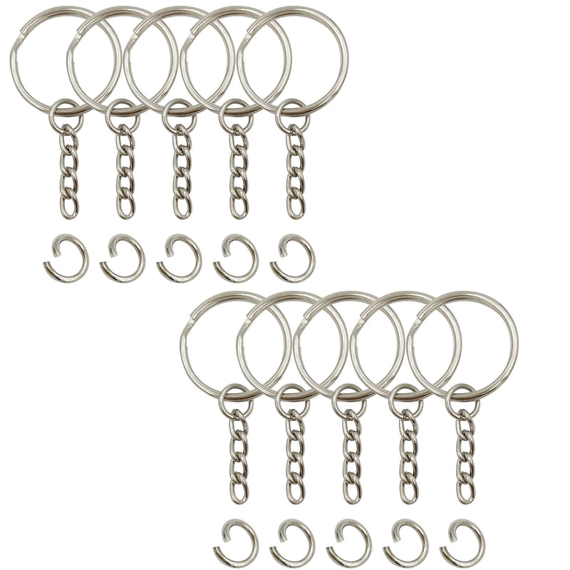 Key Ring with Chain and Open Jump Rings 50Pack - NewNest Australia