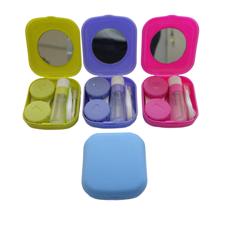 4 Pack Colorful Contact Lens Case Kit with Mirror Durable, Compact, Portable Soak Storage Kit - NewNest Australia