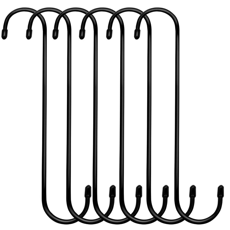 NewNest Australia - ESFUN 6 Pack 10 inch Extra Large S Hooks Black Heavy Duty Plant Hanging Hooks Long S Shaped Extension Hooks for Kitchenware,Utensils,Pergola,Closet,Flower Basket,Garden,Patio,Indoor Outdoor Uses 