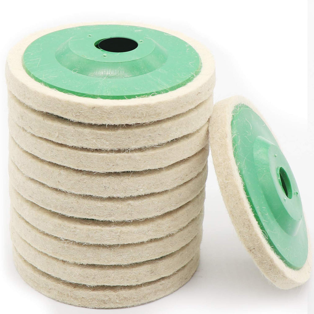10 Pack 4 Inch Round Wool Felt Disc Wheel Pad, for 100 Angle Grinder, Buffing Polishing Buffer Bore Dia-White & Green 10 pack - NewNest Australia