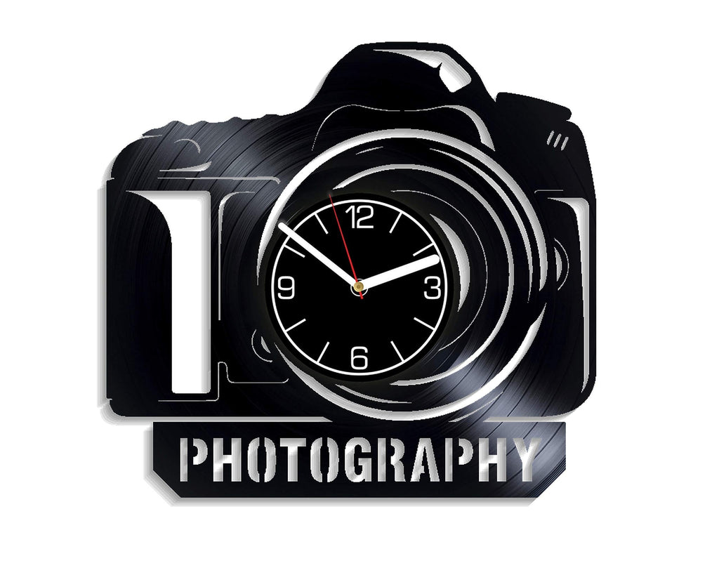 NewNest Australia - Kovides Photo Home Decoration Wall Clock Photographer Clock Photographer Wall Clock Modern Photographer Vinyl Clock Photo Gift Photographer Vinyl Record Photo Wall Art 12 inch Wall Clock Large 