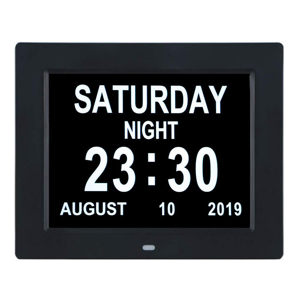 NewNest Australia - 【Upgraded】 Digital Calendar Alarm Day Clock with 8 Alarm Options, Large Display Extra Large Non-Abbreviated for Dementia Vision Impaired, Elderly, Memory Loss Black 