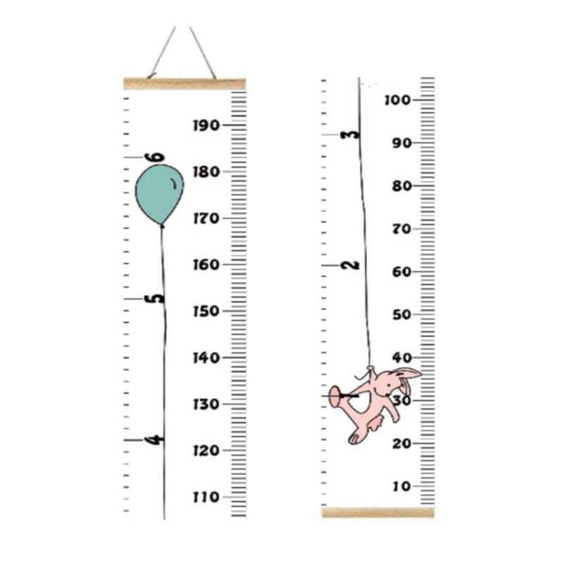 Miaro Kids Growth Chart, Wood Frame Fabric Canvas Height Measurement Ruler from Baby to Adult for Child's Room Decoration 7.9 x 79in (7.9 x 79in, Balloon Rabbit) - NewNest Australia