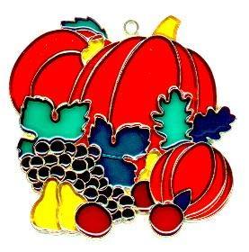 NewNest Australia - Westman Works Pumpkin Fruits Thanksgiving Suncatcher Autumn Window Ornament Decoration with Suction Cup Gift Boxed, 4 5/8 Inch 