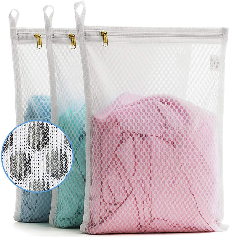 NewNest Australia - TENRAI 3 Pack (3 S) Delicates Laundry Bags, Socks Fine Mesh Wash Bag for Underwear, Lingerie, Bra, Boxer, Use YKK Zipper, Have Hanger Loops Small Openings (S Grade, QS) 