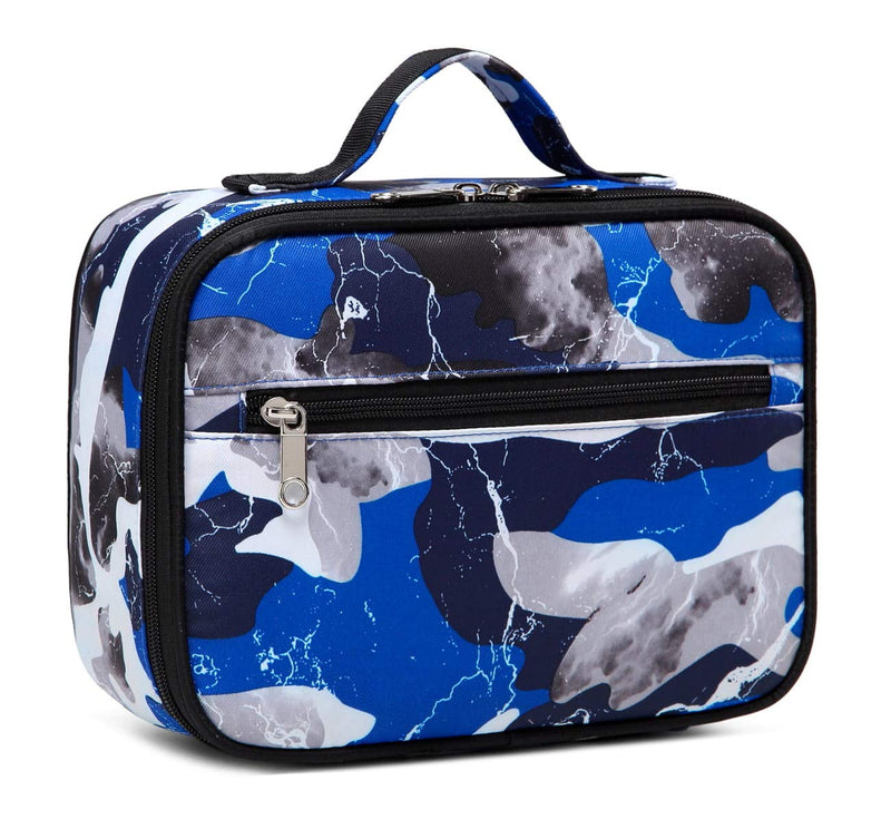 NewNest Australia - BLUEFAIRY Kids Insulated Lunch Box Bags for Girls Camouflage Lunchboxes for Boys Outdoor Camping Food Cooler Carrier (Blue Camo) Blue Camo 