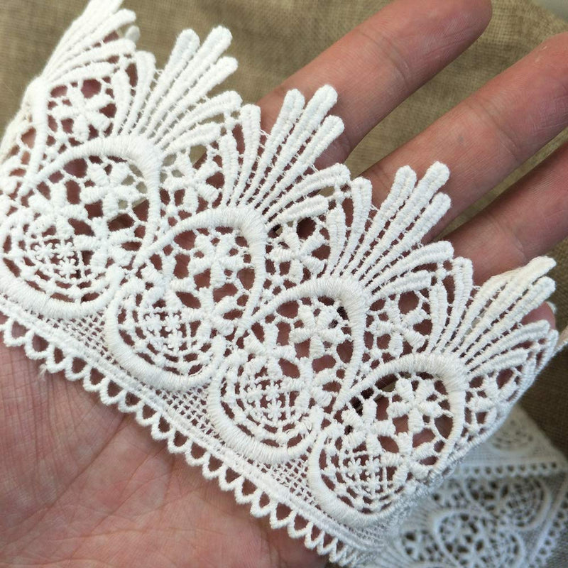 FQTANJU 5 Yards X 3 Inch Wide Lace Edge Trim Curtain Tablecloth Slipcover Bridal DIY Craft Supply in White 1-White - NewNest Australia