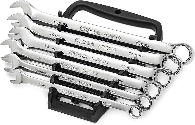 SATA 6-Piece Full-Polish Metric Combination Wrench Set with Offset Box Ends and an Easy-to-Carry Wrench Rack - ST09018SJ - NewNest Australia