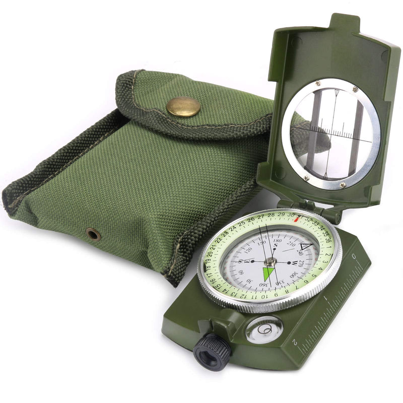 YEHOBU Military Lensatic Sighting Compass Survival for Hiking, Orienteering Lensatic Compass, Waterproof and Shakeproof Navigation Compasses, Survival Emergency Luminous Sighting Compass, Army Green - NewNest Australia