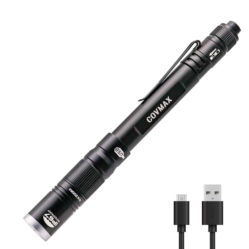 Rechargeable Pen Light Flashlight IP67 Waterproof with Pocket Clip 4-Zoomable, Prefect Pocket Flashlight for Inspection,Work,Repair - NewNest Australia