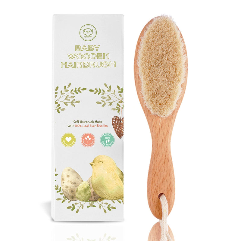 Baby Hair Brush - Baby Brush with Soft Goat Bristles - Cradle Cap Brush - Perfect Scalp Grooming Product for Infant, Toddler, Kids (Walnut, Oval) Brown 1 Count (Pack of 1) - NewNest Australia