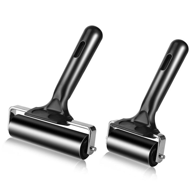 2Pcs Rubber Roller Brayer Rollers Hard Rubber 4 and 2.2 Inch for Printmaking (Black) by HRLORKC… 1pack 2.2inch+1pack 4inch - NewNest Australia