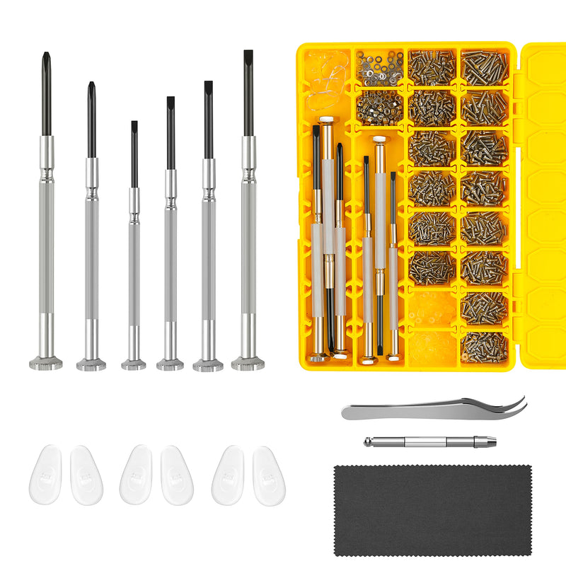 Eyeglass Repair Kit, Hiketolight Glasses Repair Kit with 1100pcs Eyeglass Screws Include Nose Pads, Precision Screwdriver Tool Set and Tweezers for Eyeglasses, Sunglasses, Watch Clock Spectacle Repair - NewNest Australia