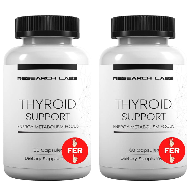 Research Labs Thyroid Support + Iodine Supplement - Energy, Metabolism, Focus (60 Capsules) - 2 Pack. New Label, Same Amazing Product! - NewNest Australia
