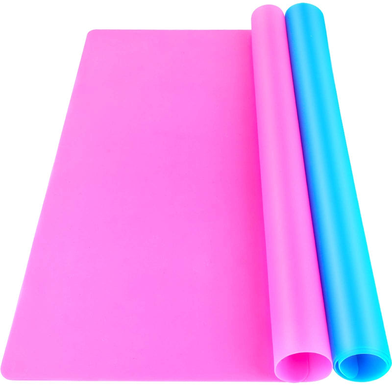 LEOBRO 2 Pack 15.7" x 11.7" Large Silicone Sheet for Crafts Jewelry Casting Mould Mat, Nonstick Silicone Craft Mat, Placemat, Playdoh Mat, Silicone Mats for Epoxy Resin, Polymer Clay, Blue & Rose Red - NewNest Australia