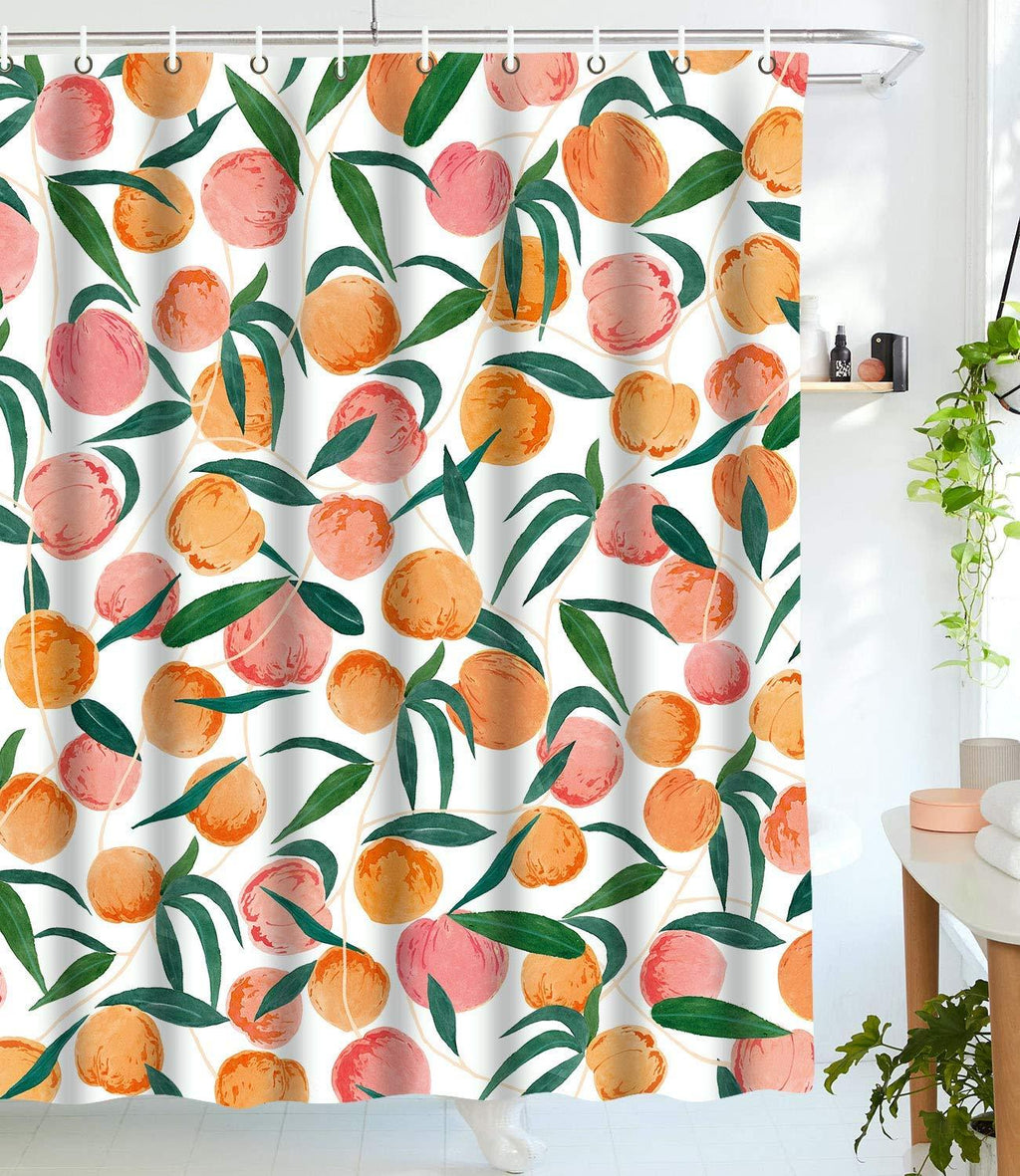 wanxinfu Shower Curtain with Hooks, Funny Fruit Theme Summer Peach Waterproof Decoration Polyester Cloth Bath Curtains Sets for Bathroom, 72" x 84" 72x84in Color1 - NewNest Australia