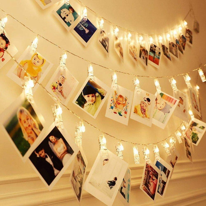 Dopheuor Photo Clip String Lights LED Battery Operated Starry Fairy Copper String Lights with Clips Warm White for Pictures Bedroom Wall Patio Halloween Thanksgiving Christmas Party Wedding Décor 20 Warm-white - NewNest Australia
