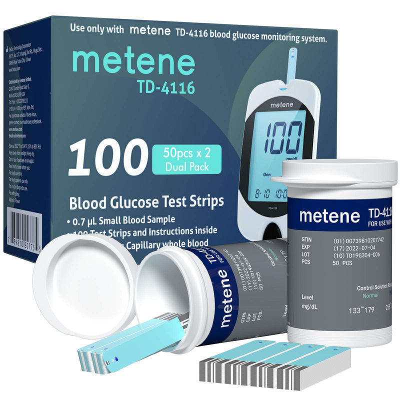 Metene TD-4116 Blood Glucose Test Strips, 100 Count Blood Sugar Test Strips for Diabetes, Use with metene TD-4116 Blood Glucose Monitoring System Only - NewNest Australia