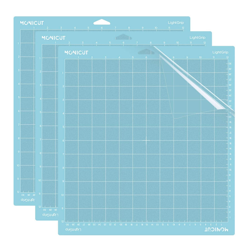 Monicut 12x12 Lightgrip Cutting Mat for Cricut Maker 3/Maker/Explore 3/Air 2/Air/One, 3 Pcs Non-Slip Flexible Blue Cutting Mats for Crafts, Quilting, Sewing and all Arts A-Lightgrip 12x12 Inch, 3 Pack - NewNest Australia
