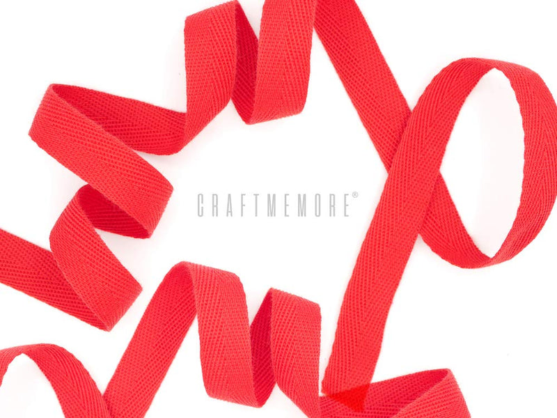 CRAFTMEMORE 3/4 Inch Twill Tape Fabric Ribbons Webbing Herringbone Twill Bias Binding Tape for Clothes Sewing Craft Trim Lace 36 Yards (MP10 Red) MP10 Red - NewNest Australia
