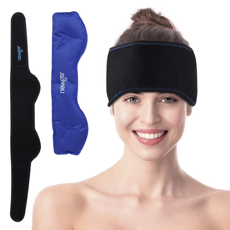 NEWGO Headache Ice Pack Head Cold Pack Headband for Migraines, Gel Ice Pack Head Ice Wrap for Headache Relief, Tension, Sinus Pain, Chemo, Head Injuries - 29.5" x 4.3" - NewNest Australia