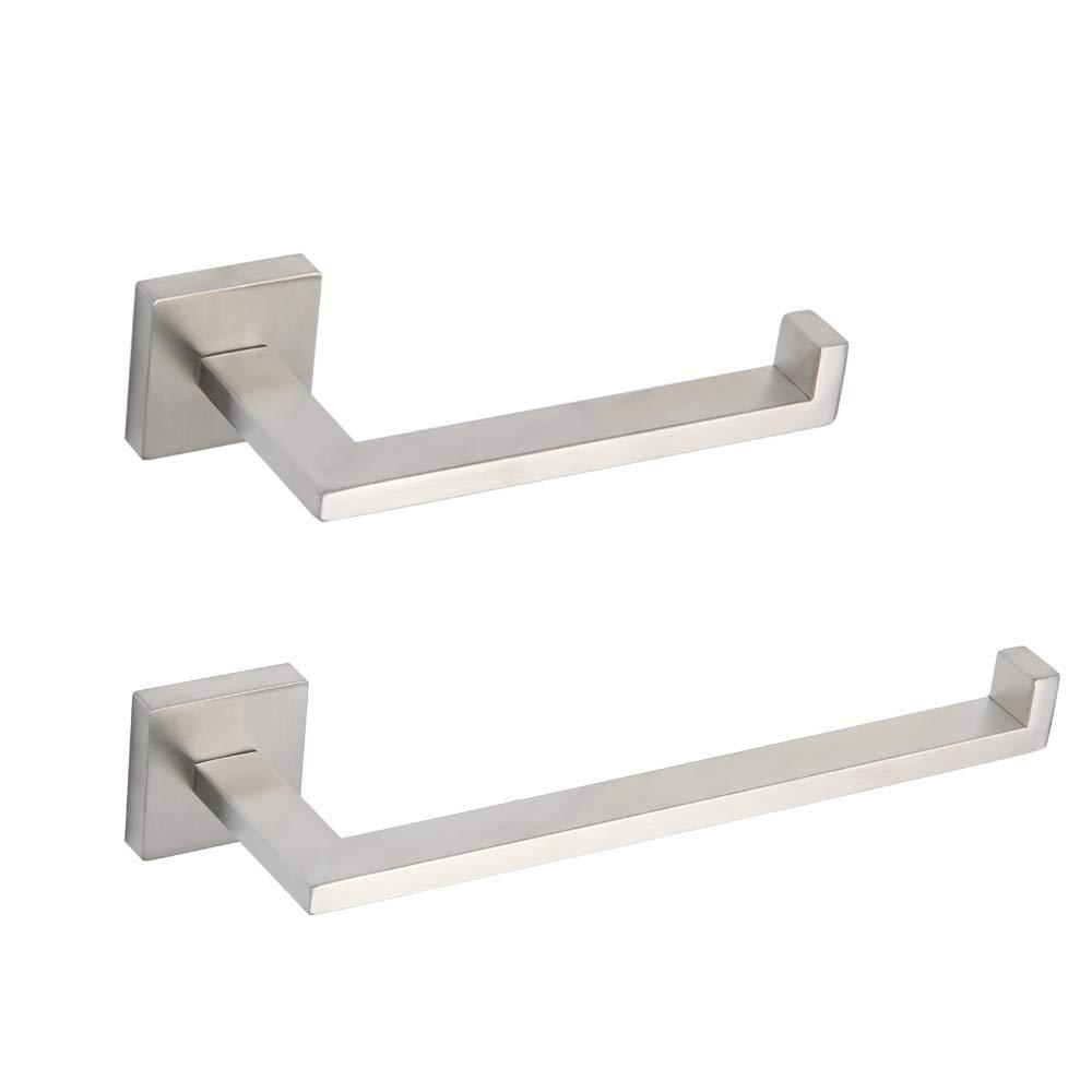 GERZWY Contemporary Stainless Steel Wall Mounted 2-Piece Bathroom Hardware Set - Towel Ring Toilet Paper Holder, Brushed Finish IG1856-2LS - NewNest Australia